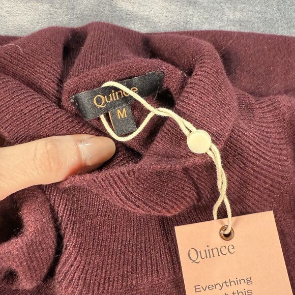 Quince Women's 100% Cashmere Turtleneck Sweater Maxi Dress Maroon Size M NWT - Picture 5 of 14